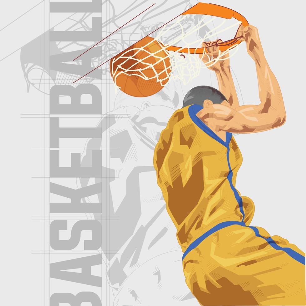 personaje de ilustración de jugador de baloncesto en estilo abstracto vector