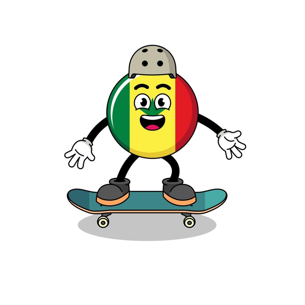 senegal flag mascot playing a skateboard vector