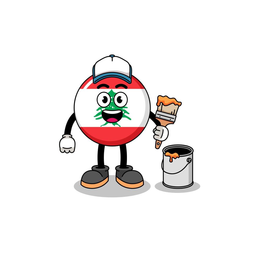 Character mascot of lebanon flag as a painter vector