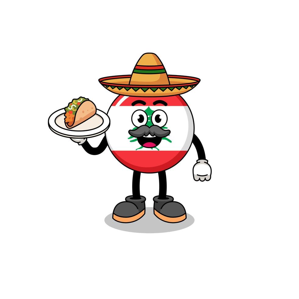 caricatura de personaje de la bandera de líbano como chef mexicano vector