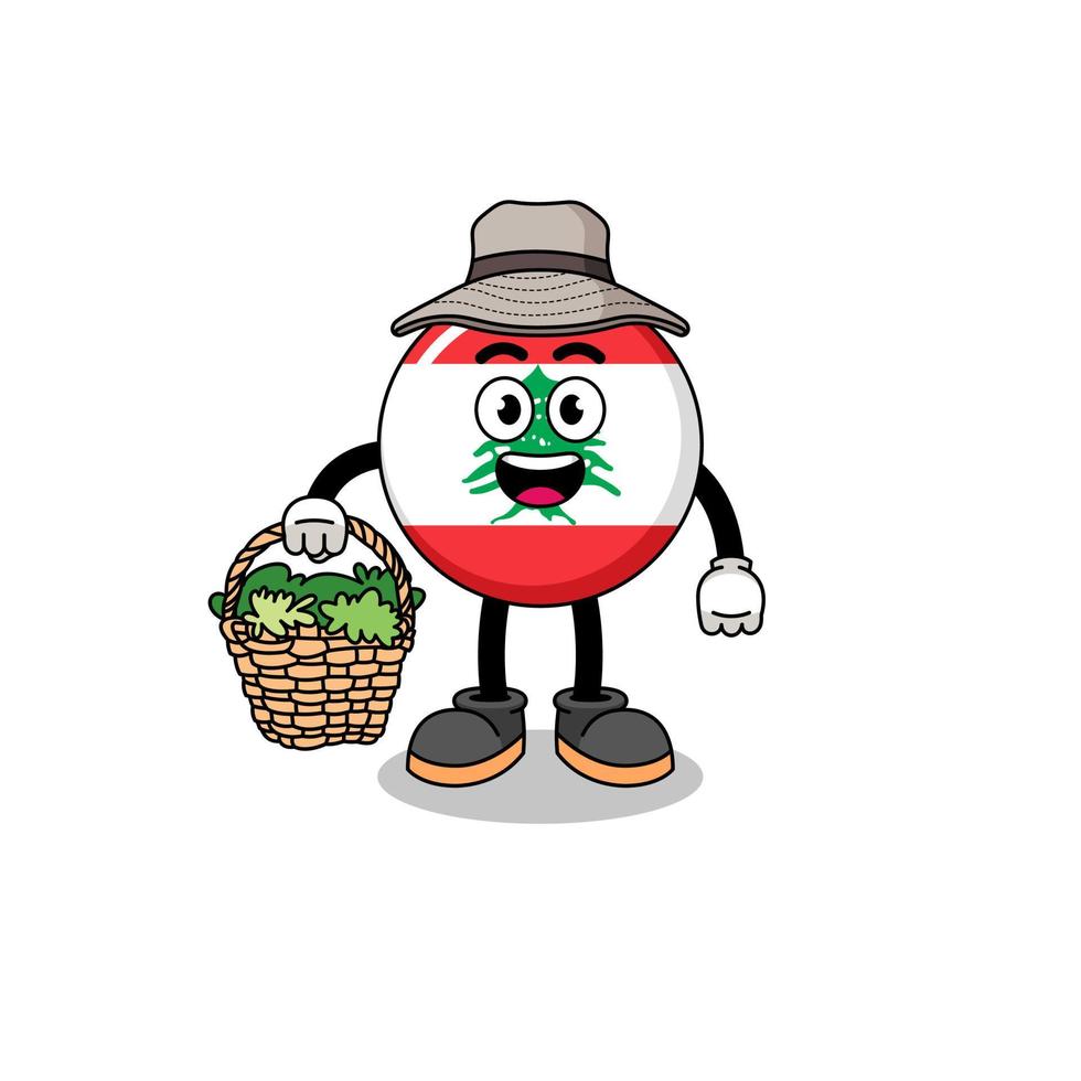 Character Illustration of lebanon flag as a herbalist vector