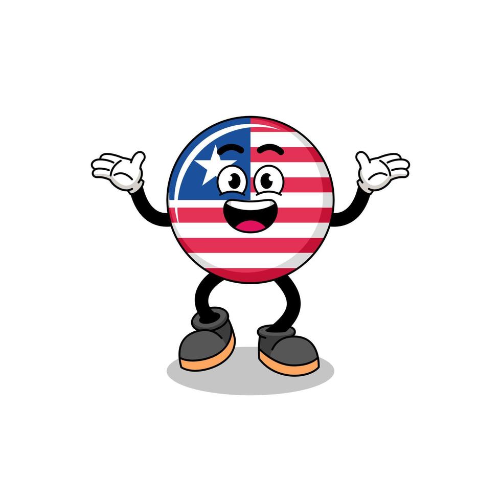 liberia flag cartoon searching with happy gesture vector