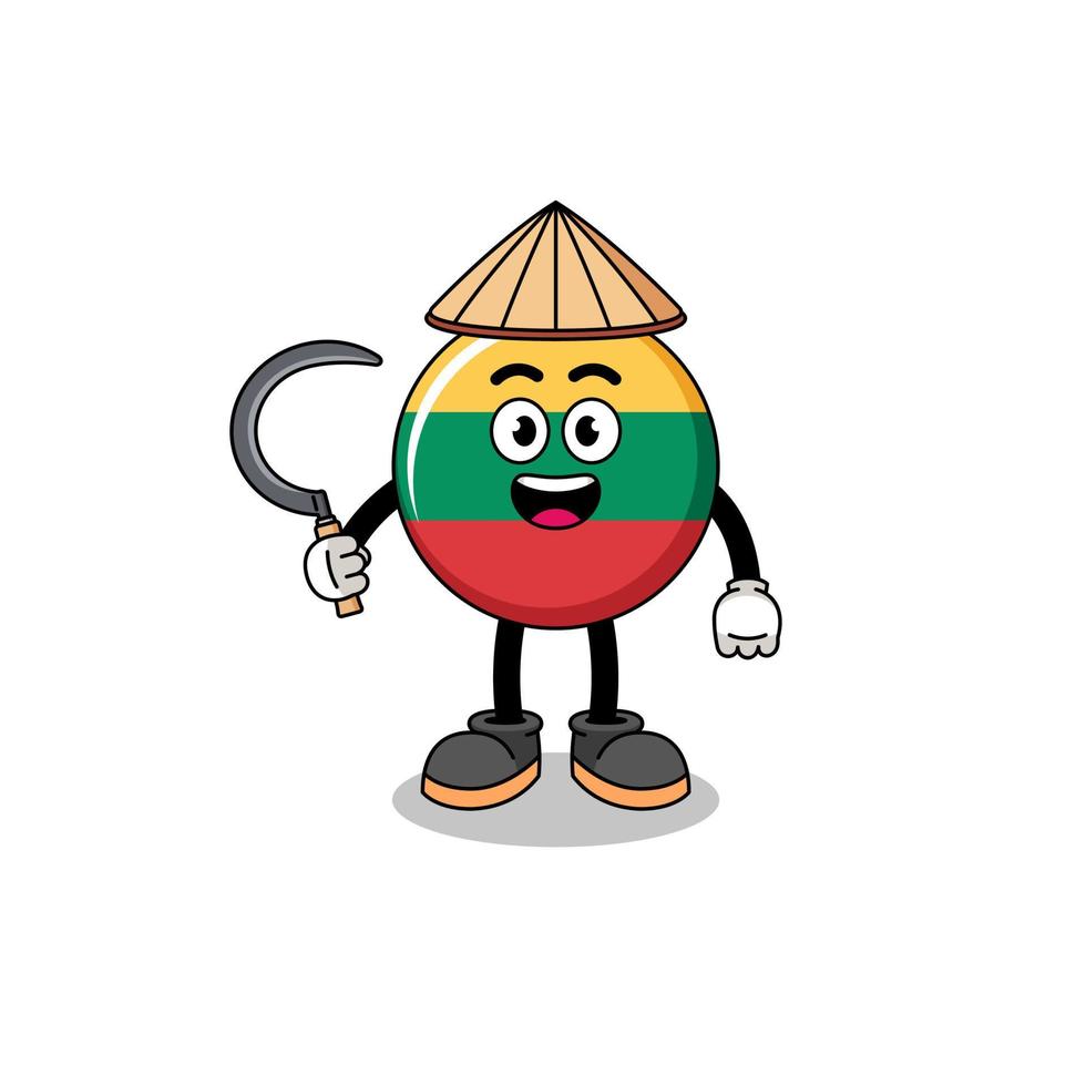 Illustration of lithuania flag as an asian farmer vector