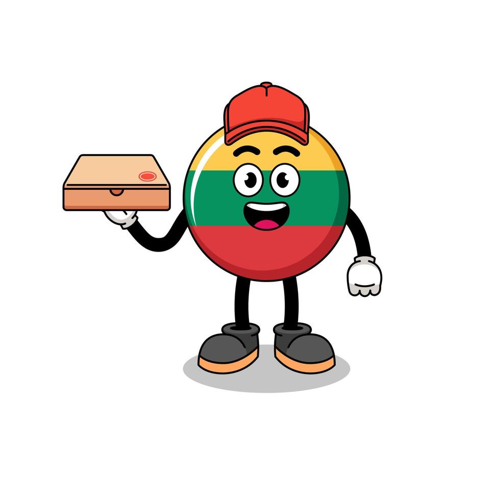 ilustración de la bandera de lituania como repartidor de pizza vector