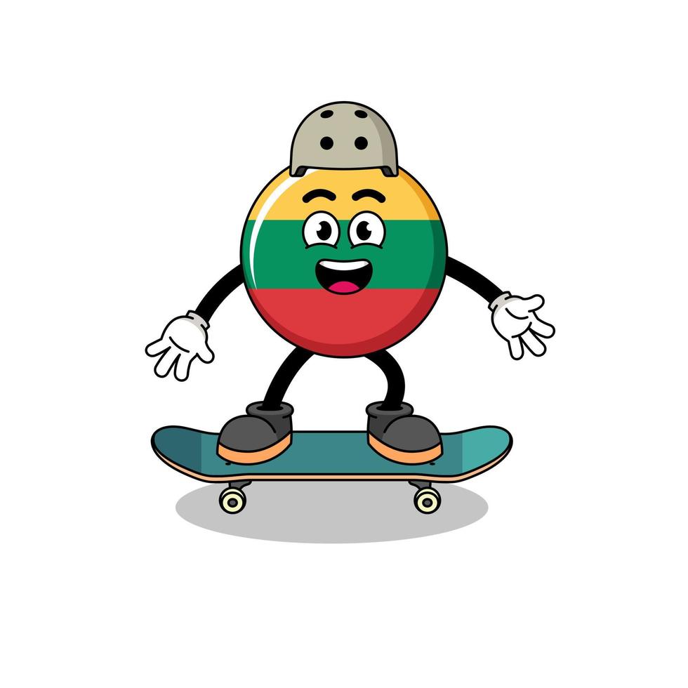 lithuania flag mascot playing a skateboard vector