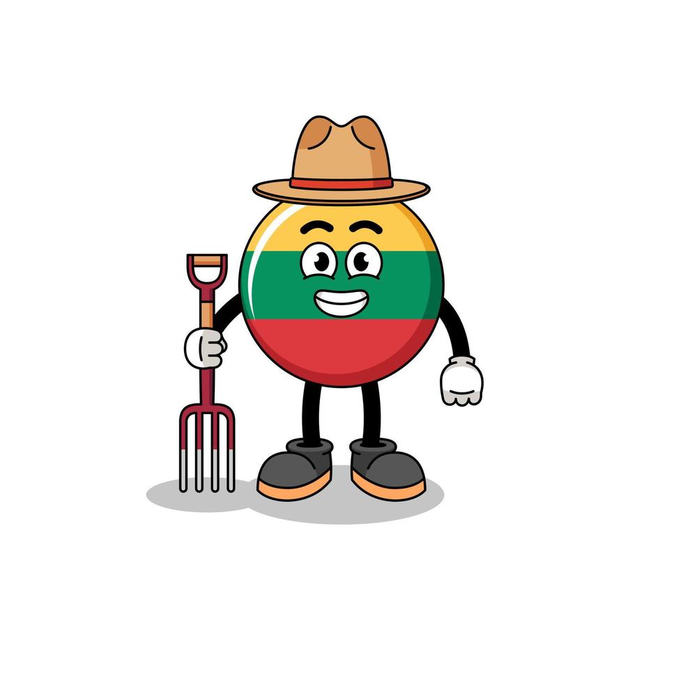 Cartoon mascot of lithuania flag farmer vector