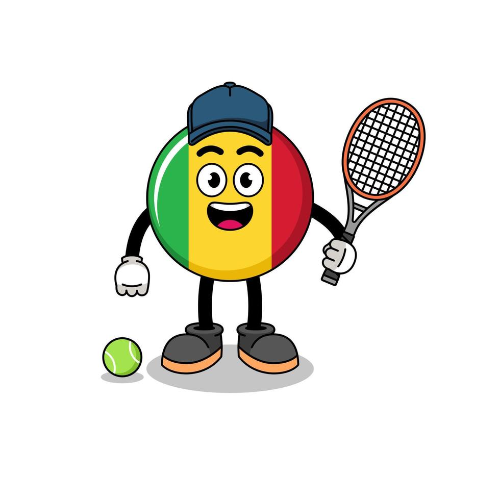 ilustración de la bandera de mali como jugador de tenis vector