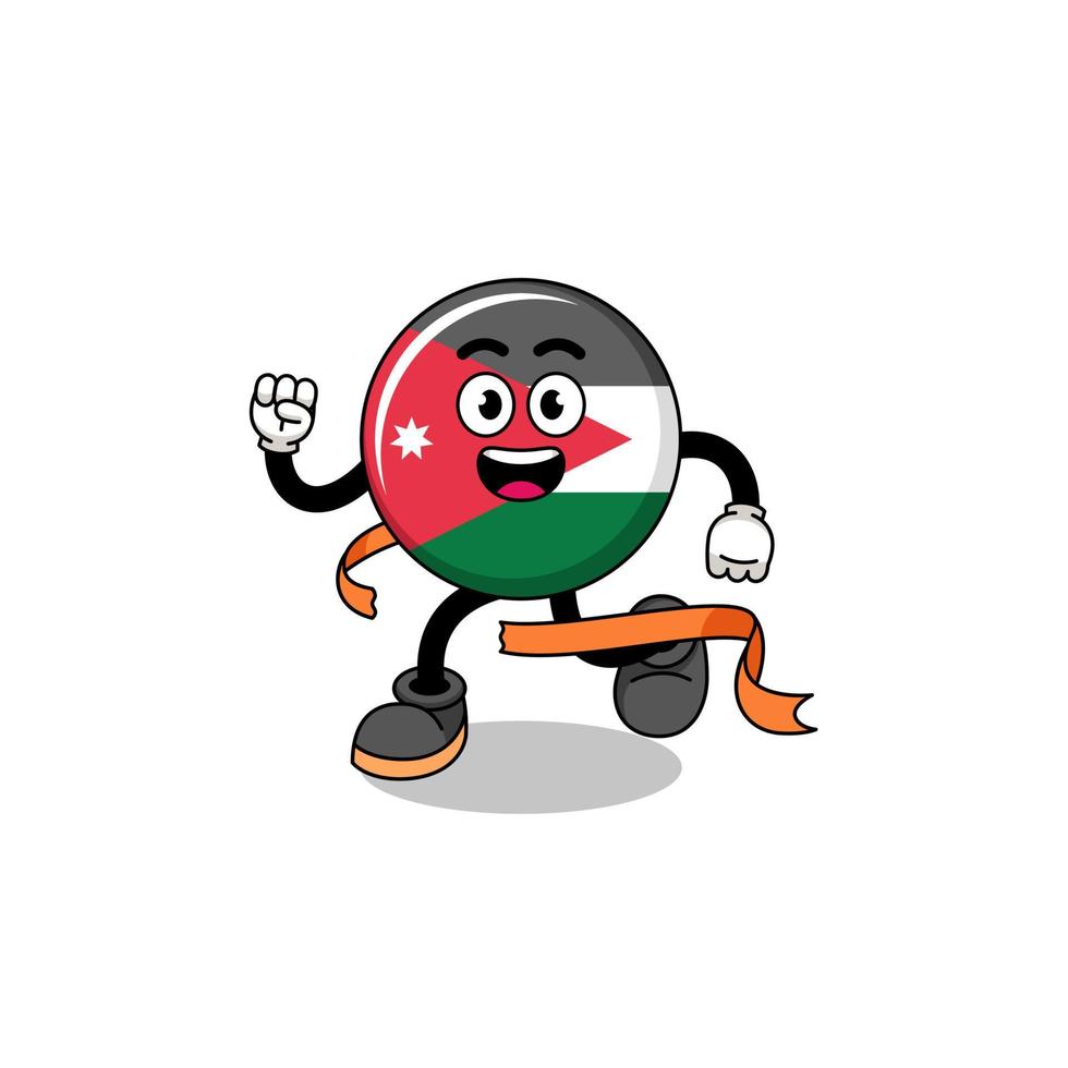 Mascot cartoon of jordan flag running on finish line vector