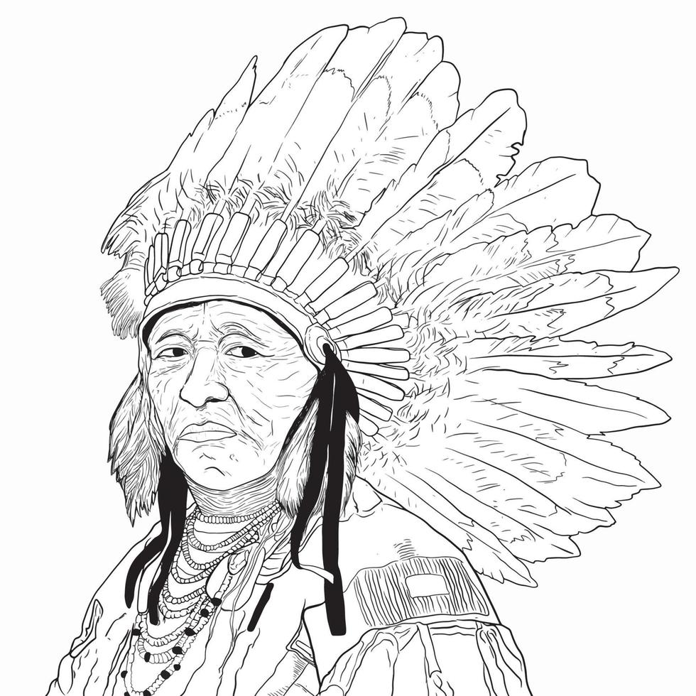 Illustration of native american indian vector