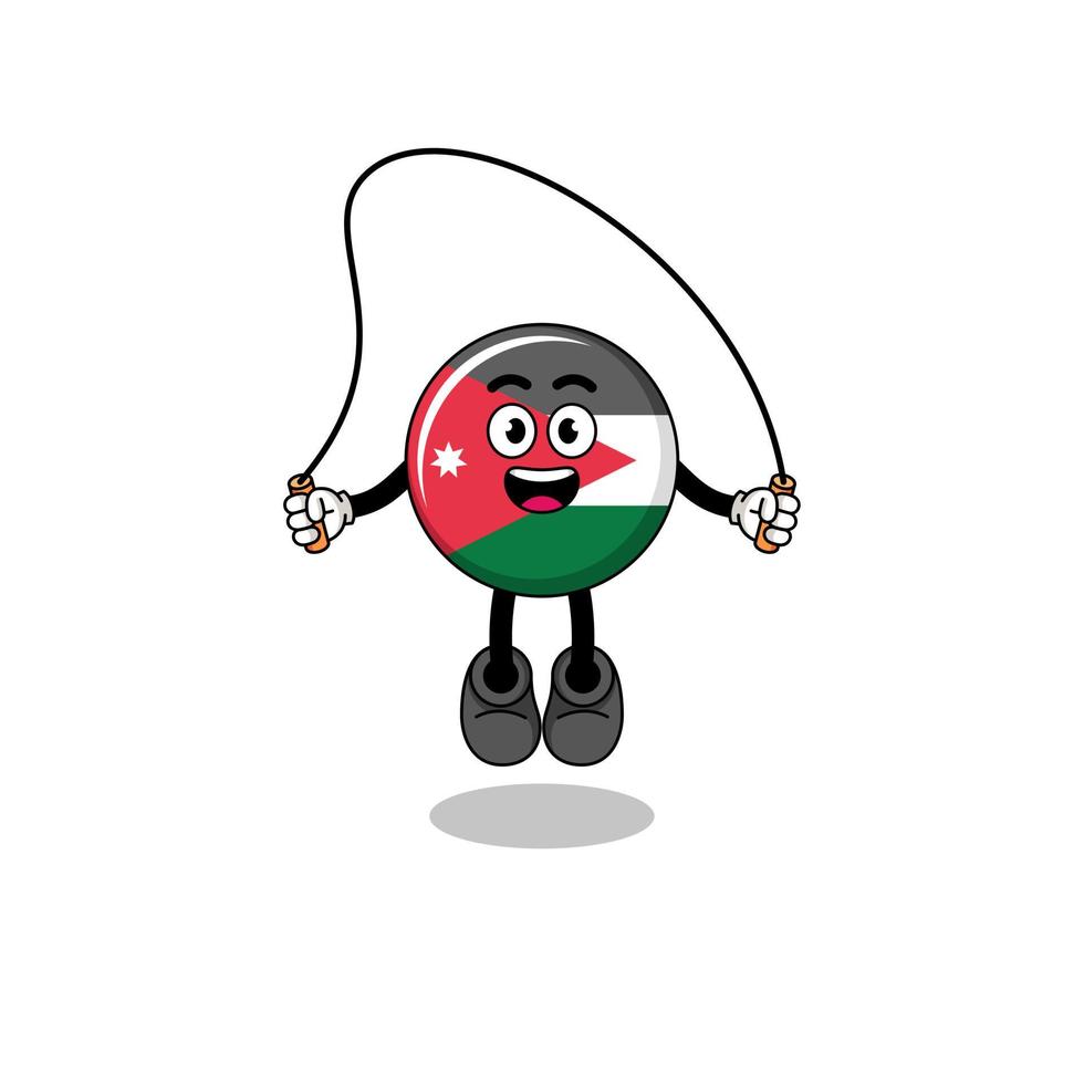 jordan flag mascot cartoon is playing skipping rope vector