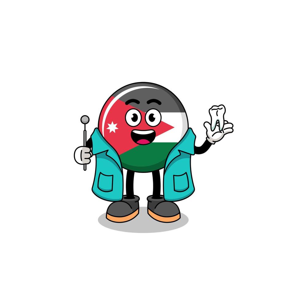 Illustration of jordan flag mascot as a dentist vector