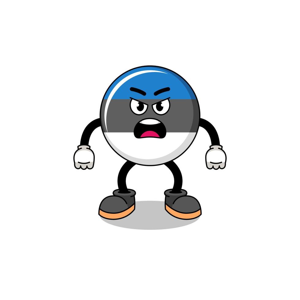 estonia flag cartoon illustration with angry expression vector