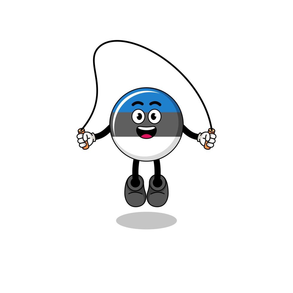 estonia flag mascot cartoon is playing skipping rope vector