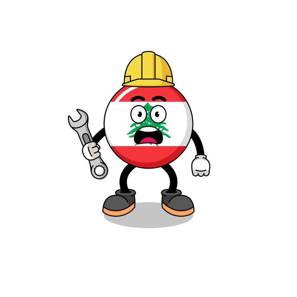 Character Illustration of lebanon flag with 404 error vector