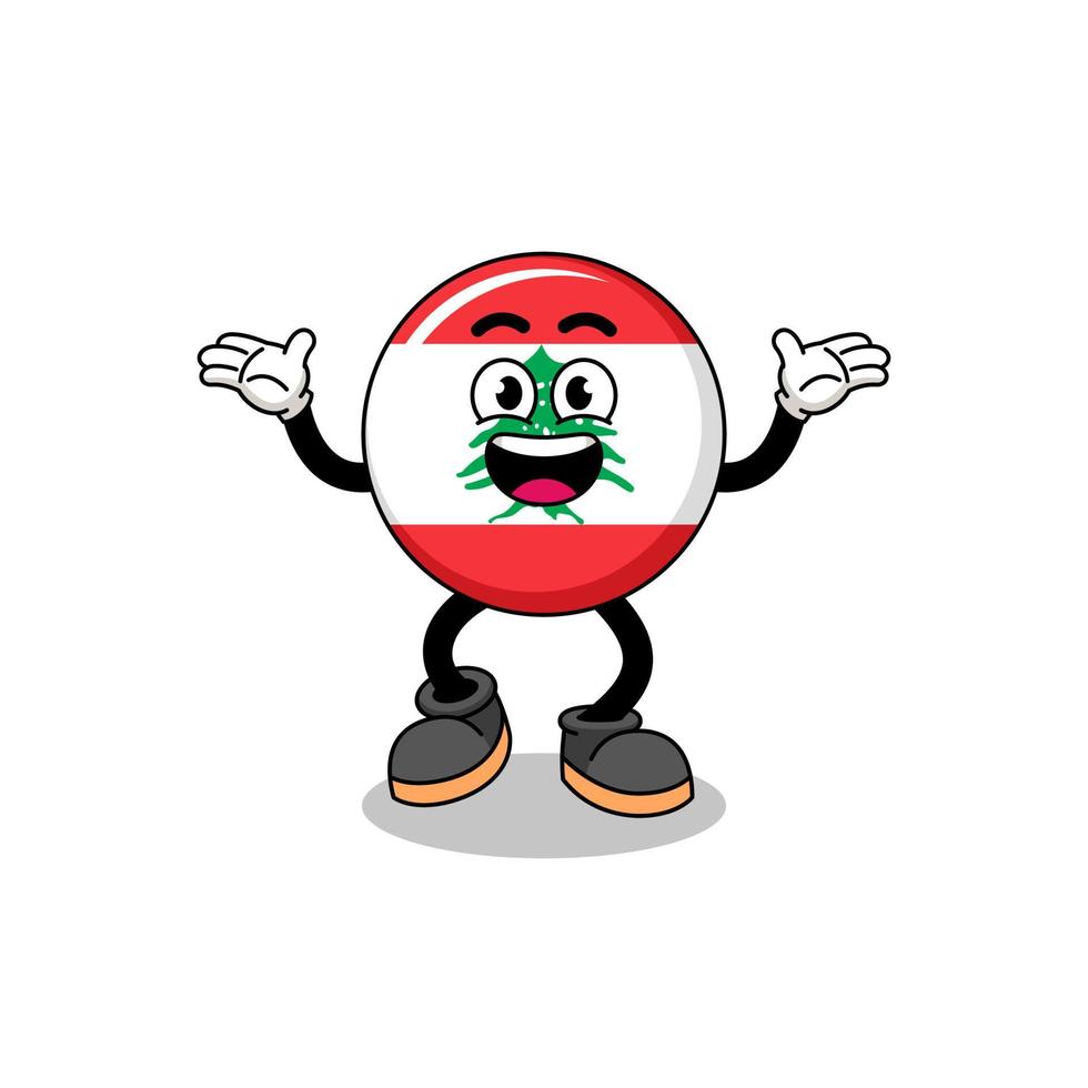 lebanon flag cartoon searching with happy gesture vector