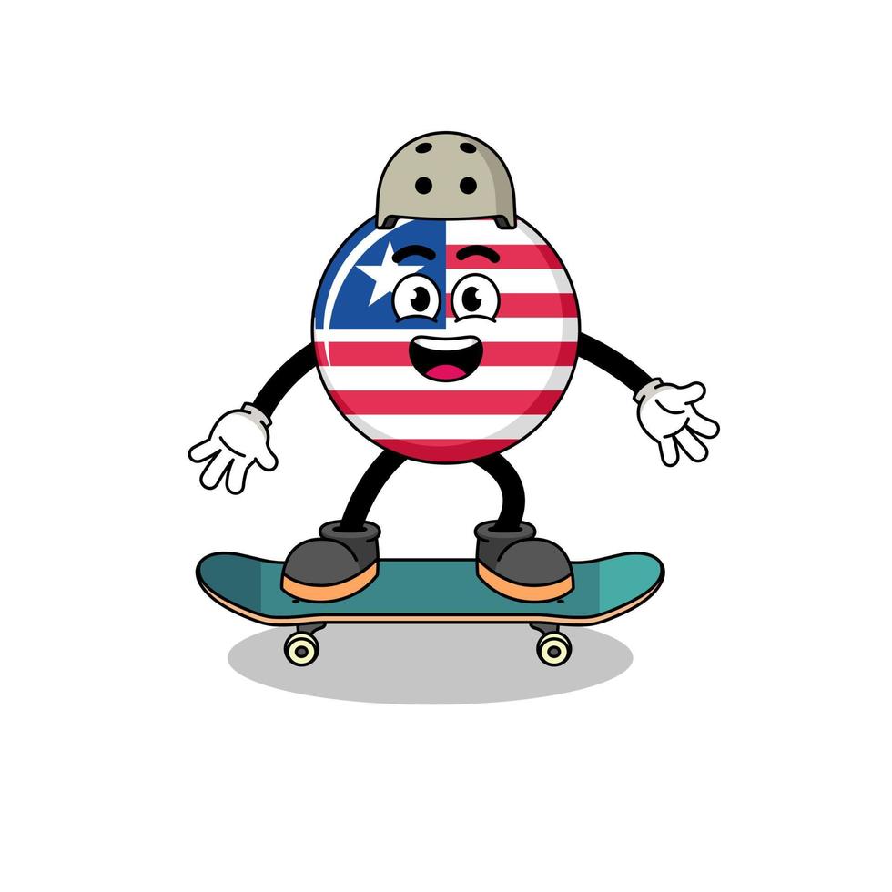 liberia flag mascot playing a skateboard vector