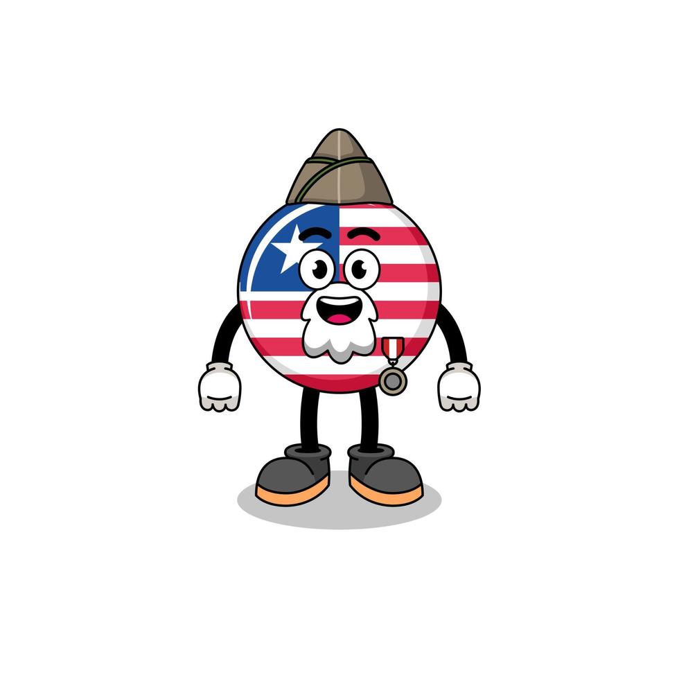 Character cartoon of liberia flag as a veteran vector