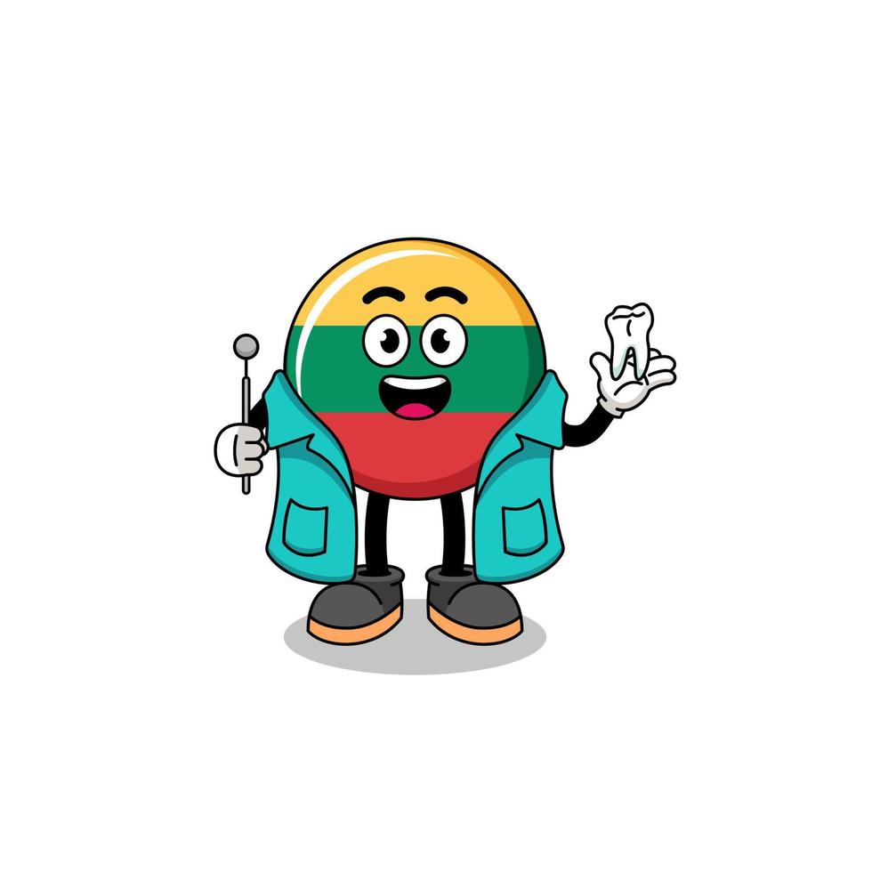 Illustration of lithuania flag mascot as a dentist vector