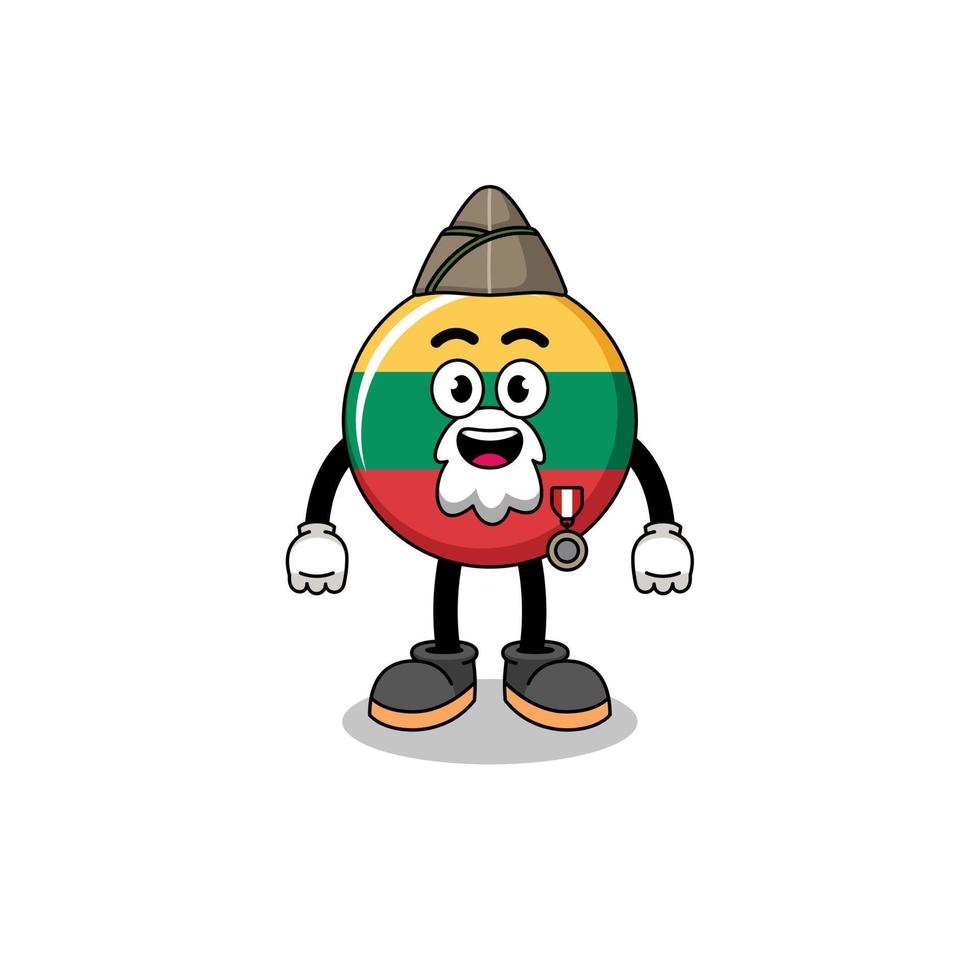 Character cartoon of lithuania flag as a veteran vector