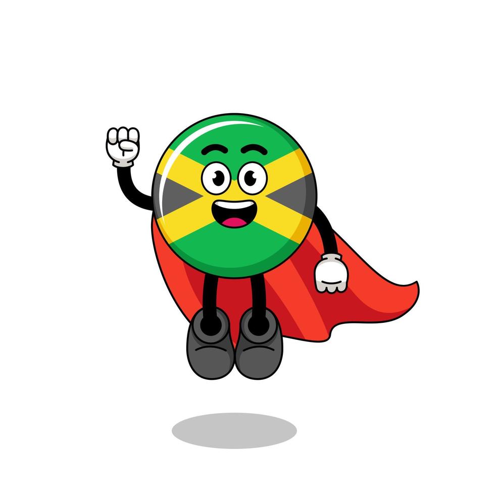 dibujos animados de la bandera de jamaica con superhéroe volador vector