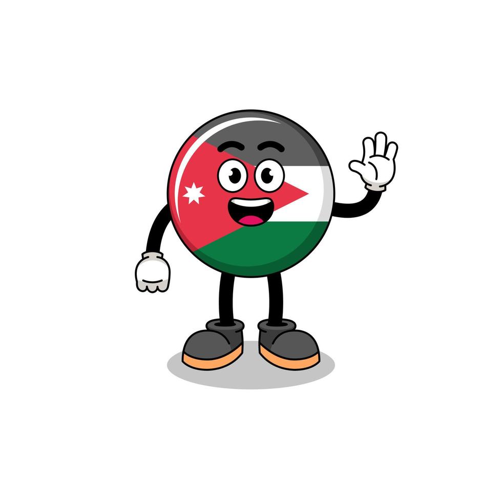 jordan flag cartoon doing wave hand gesture vector