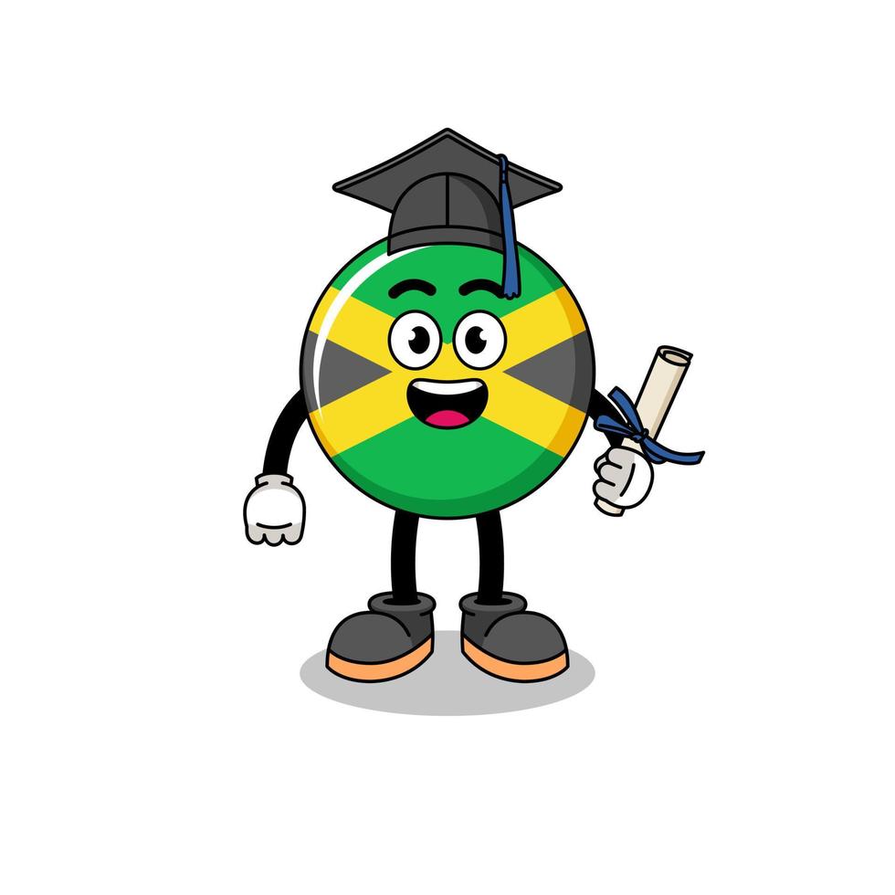 mascota de la bandera de jamaica con pose de graduación vector