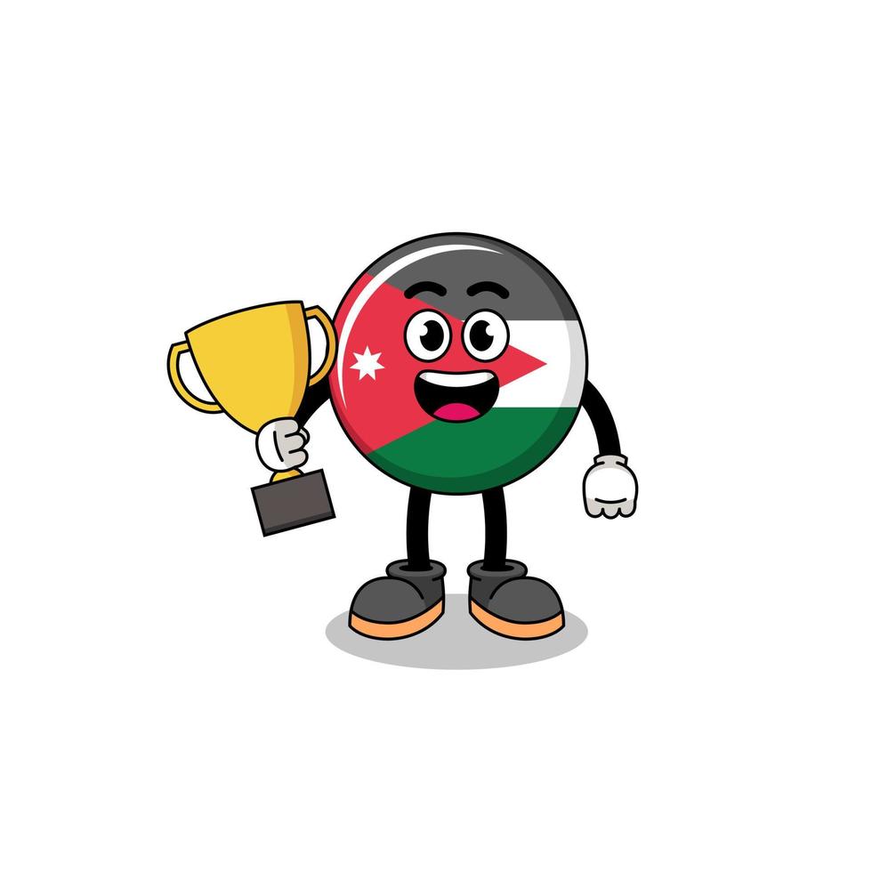 Cartoon mascot of jordan flag holding a trophy vector