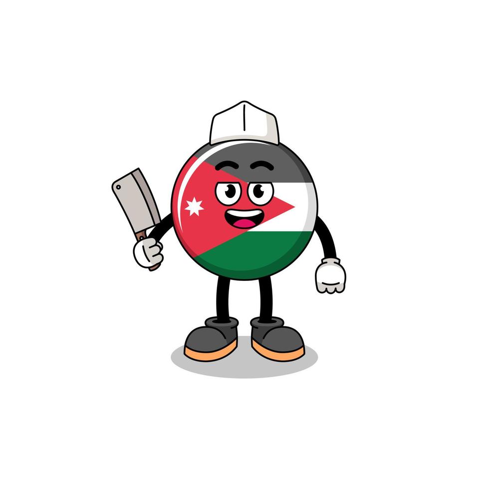 Mascot of jordan flag as a butcher vector