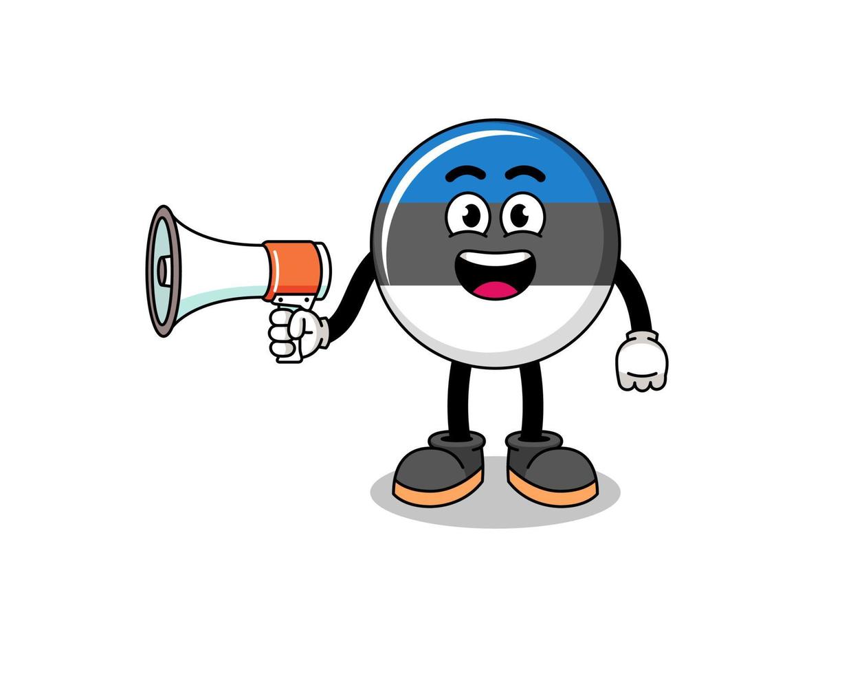 ilustración de dibujos animados de bandera de estonia con megáfono vector