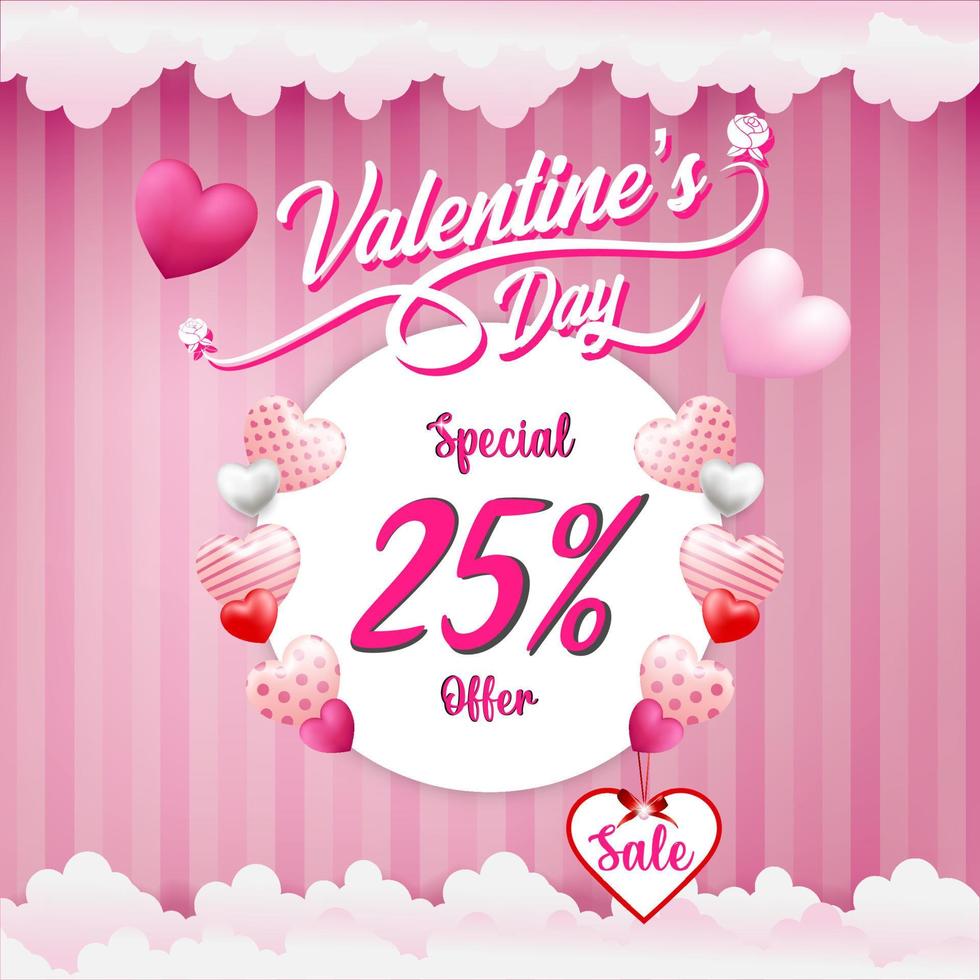 Valentine's day sale banner vector