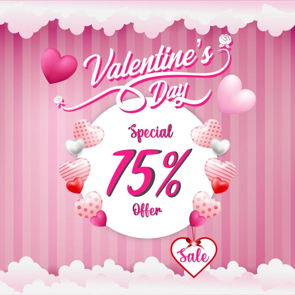 Valentine's day sale banner vector