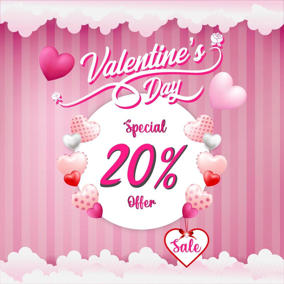 banner de venta de san valentín vector