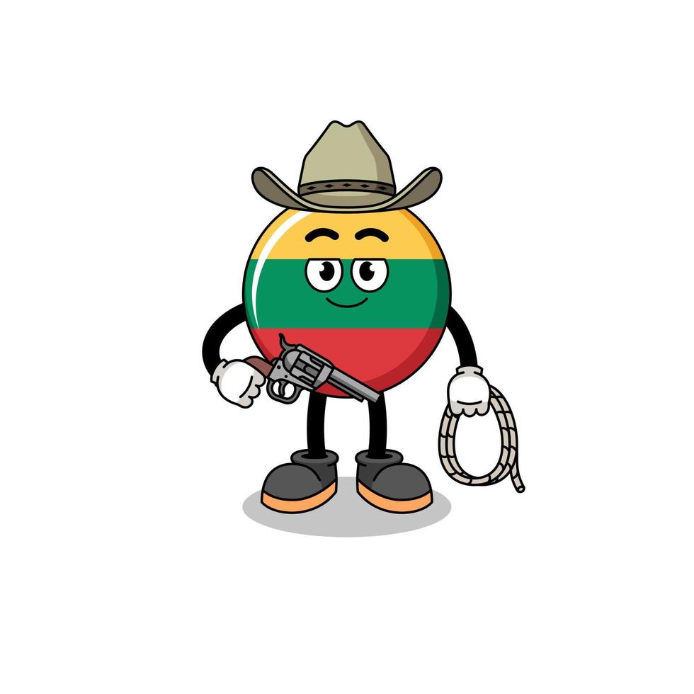 mascota del personaje de la bandera de lituania como vaquero vector