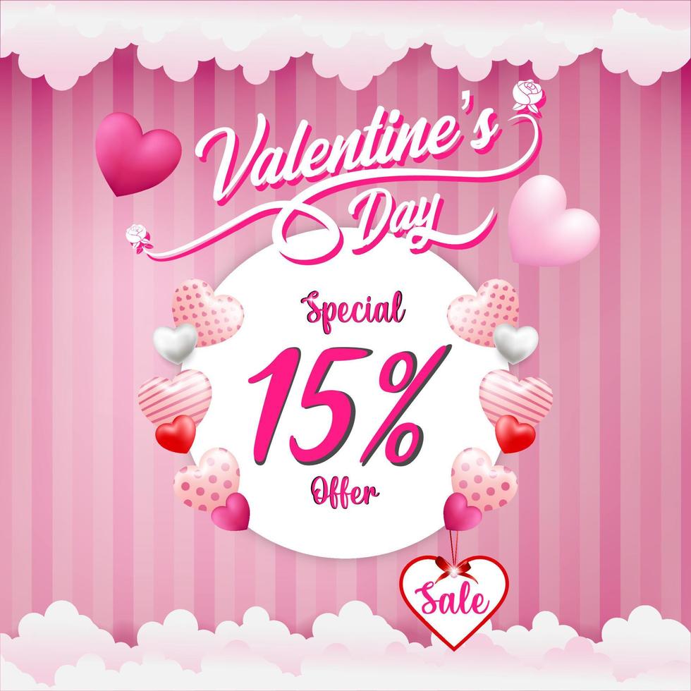 banner de venta de san valentín vector