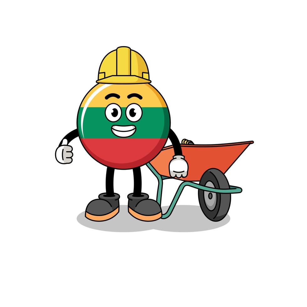 lithuania flag cartoon as a contractor vector