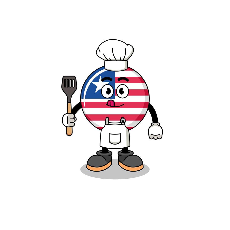 Mascot Illustration of liberia flag chef vector