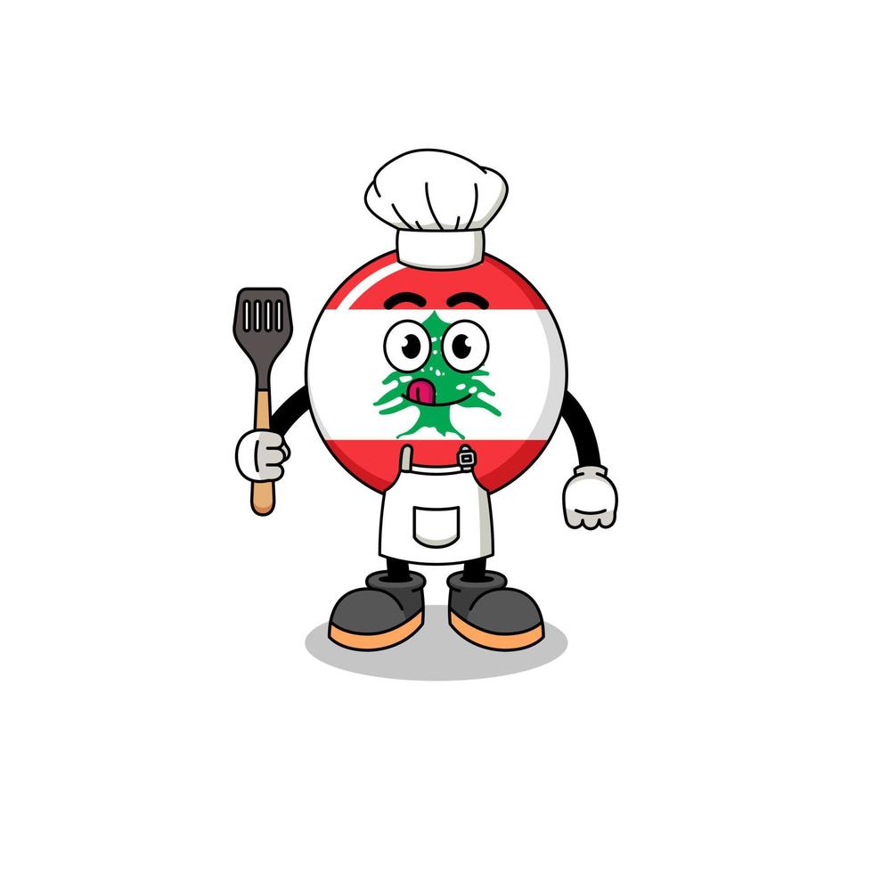 Mascot Illustration of lebanon flag chef vector