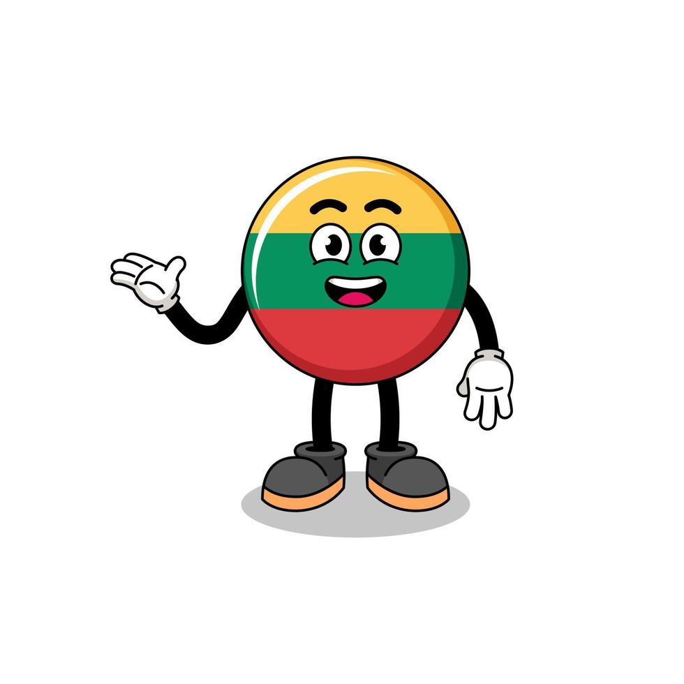 lithuania flag cartoon with welcome pose vector