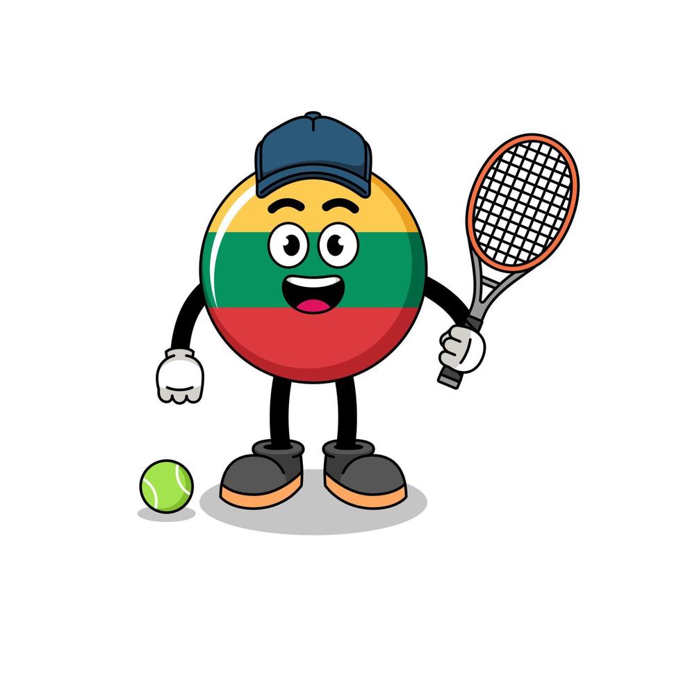 lithuania flag illustration as a tennis player vector