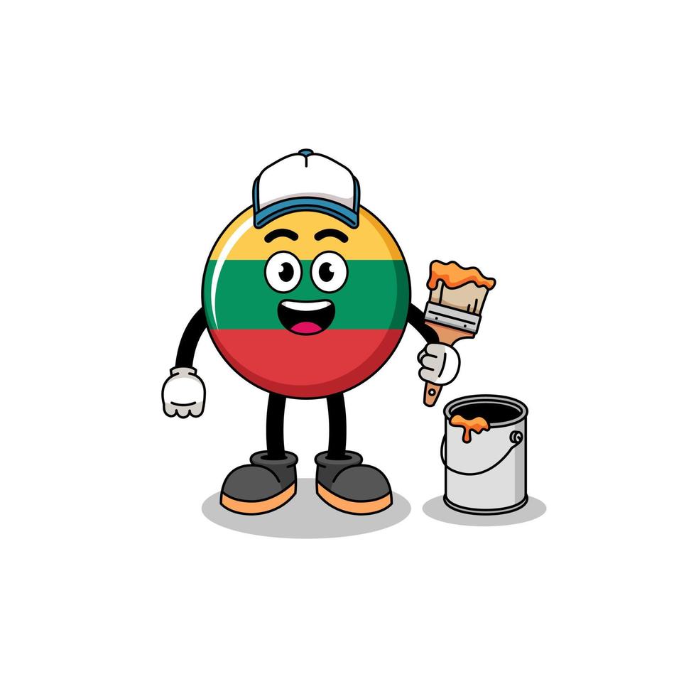 Character mascot of lithuania flag as a painter vector