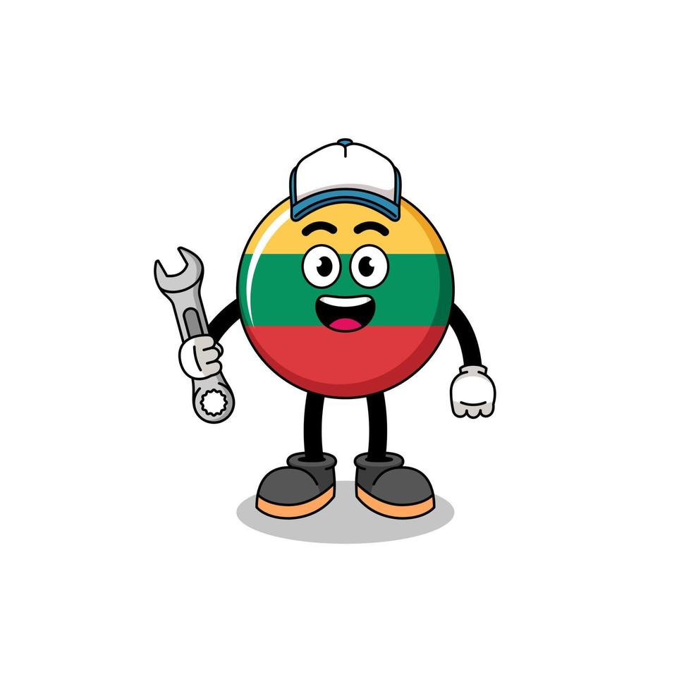 lithuania flag illustration cartoon as a mechanic vector