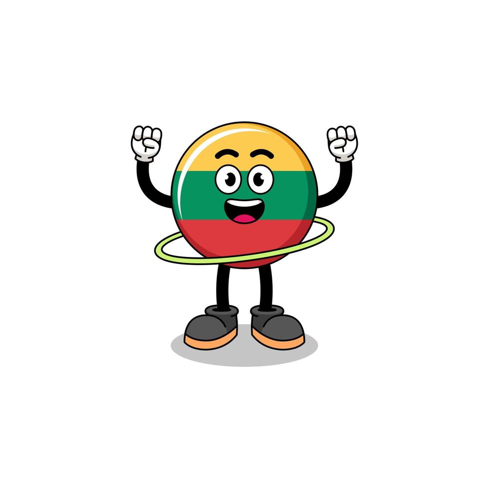 Character Illustration of lithuania flag playing hula hoop vector