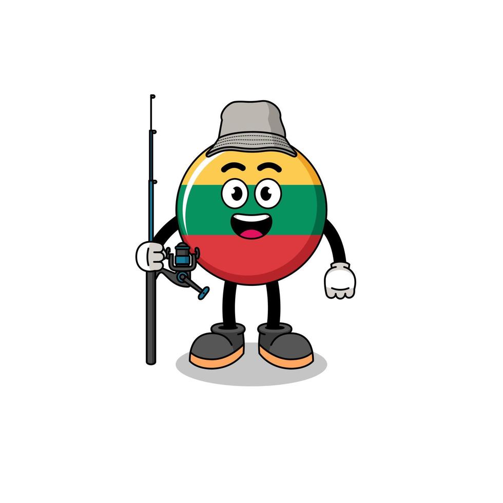 Mascot Illustration of lithuania flag fisherman vector