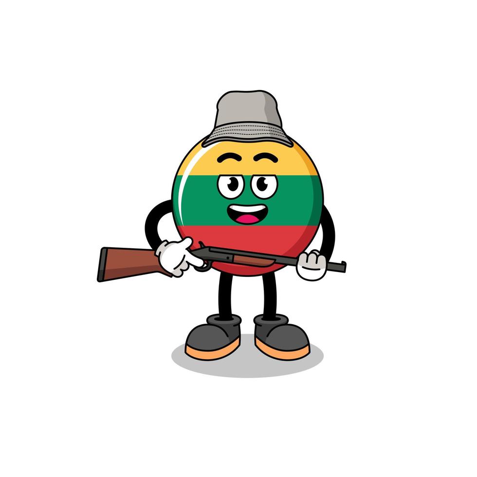 Cartoon Illustration of lithuania flag hunter vector