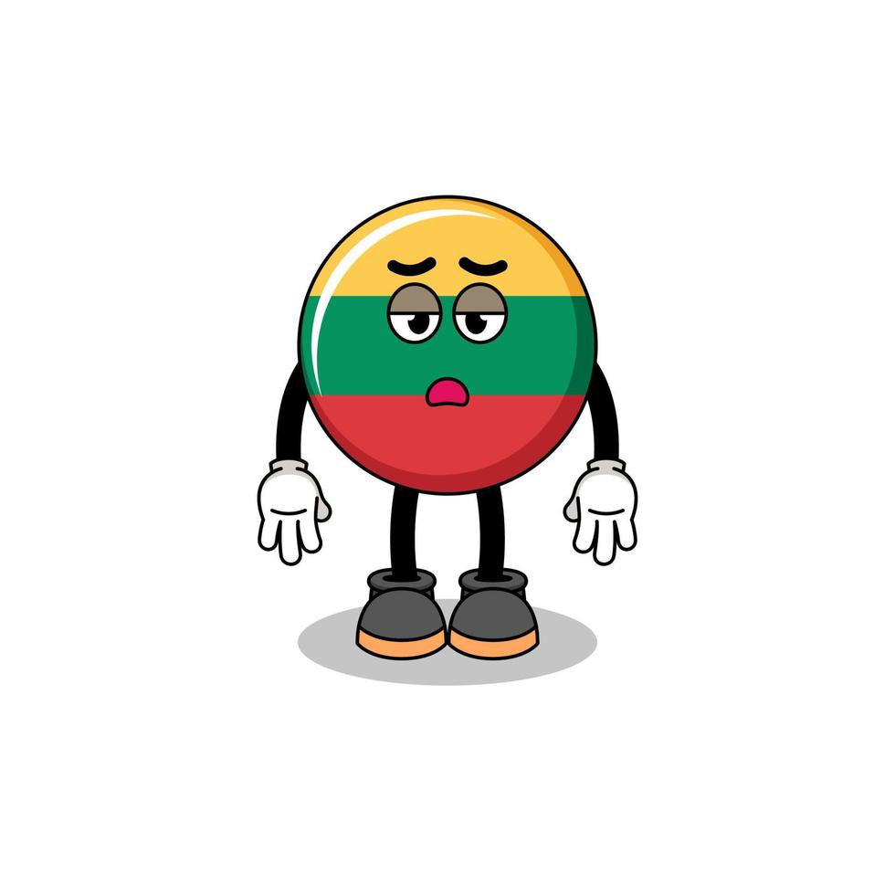 lithuania flag cartoon with fatigue gesture vector
