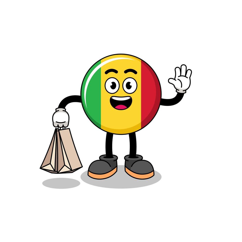 Cartoon of mali flag shopping vector