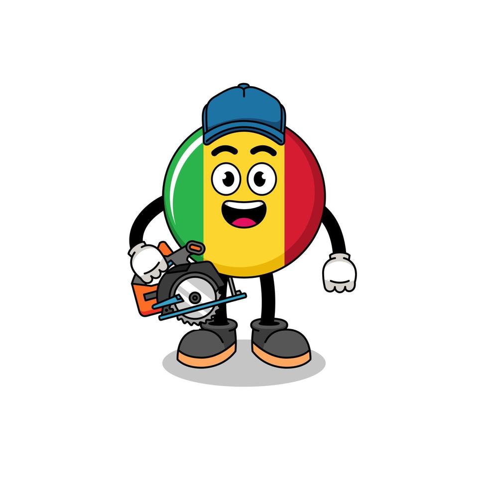 Cartoon Illustration of mali flag as a woodworker vector