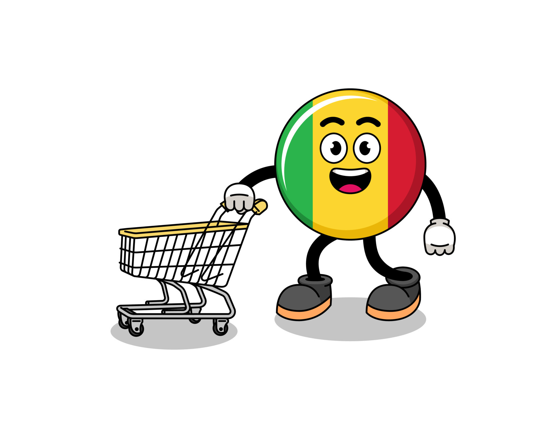 Cartoon of mali flag holding a shopping trolley 19134976 Vector Art at  Vecteezy