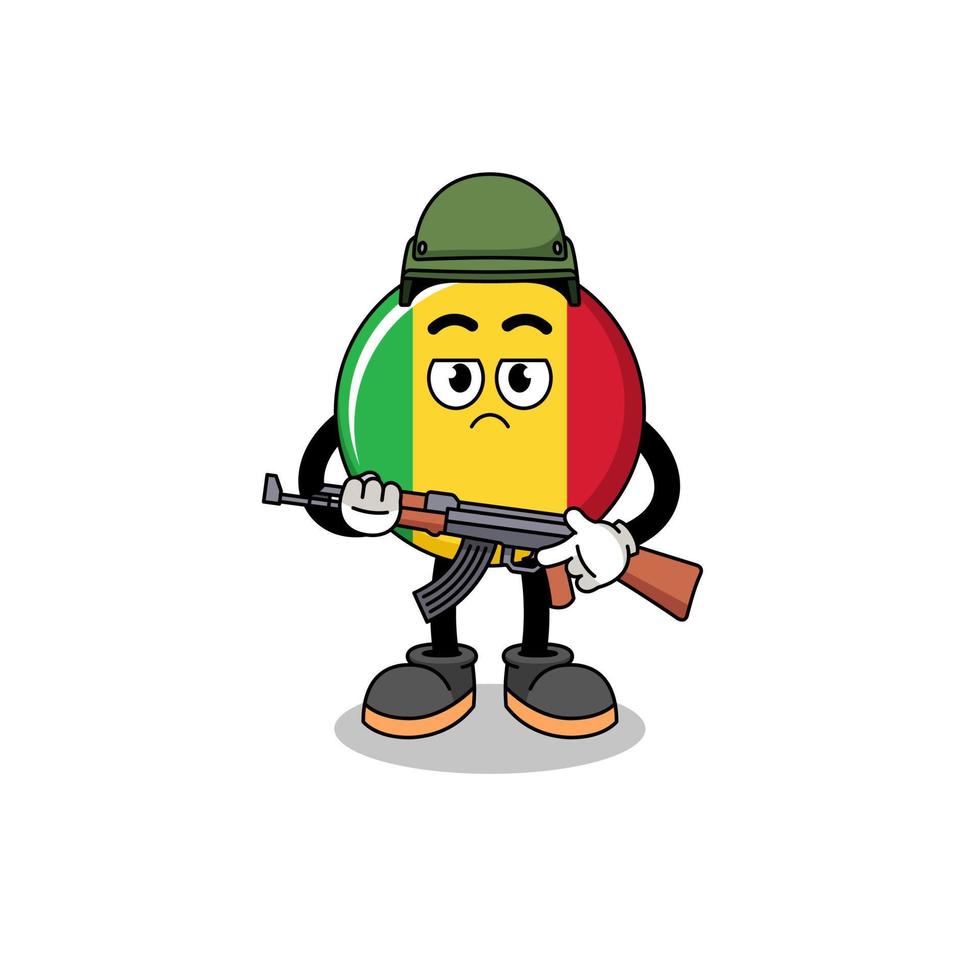 caricatura, de, mali, bandera, soldado vector