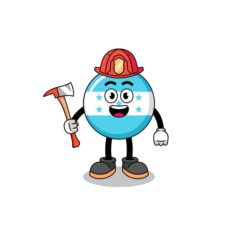 Cartoon mascot of honduras flag firefighter vector